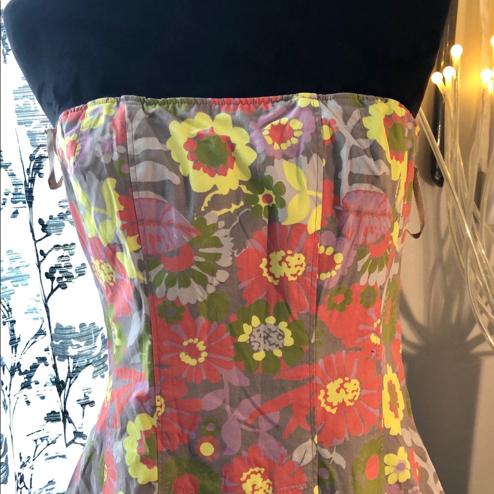 Fossil Strapless Carolina Pink Floral Blouse-LG